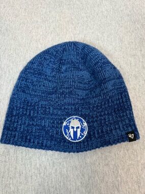 Spartan Race Blue Knit Beanie 🏁 Helmet Patch ’47 Brand One Size